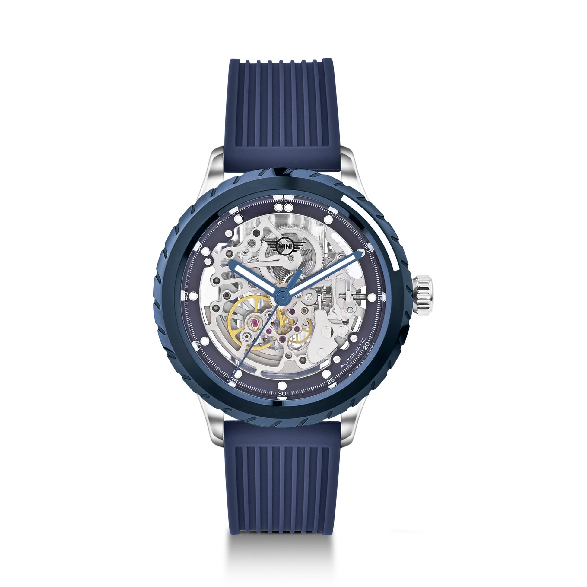 Skeleton Wheel Dial (Silicone Strap) - Blue