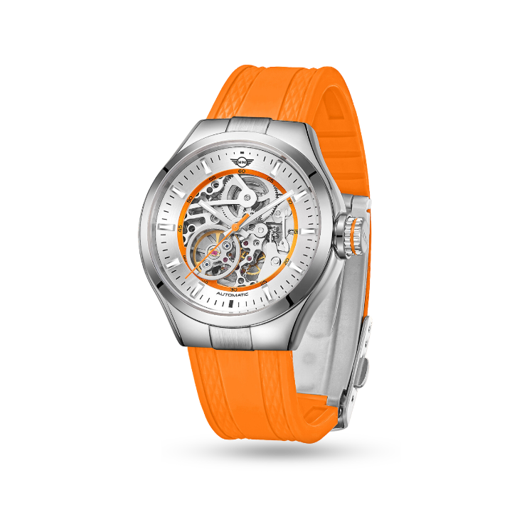 Skeleton Silicon Strap Orange MINI Cooper Watches