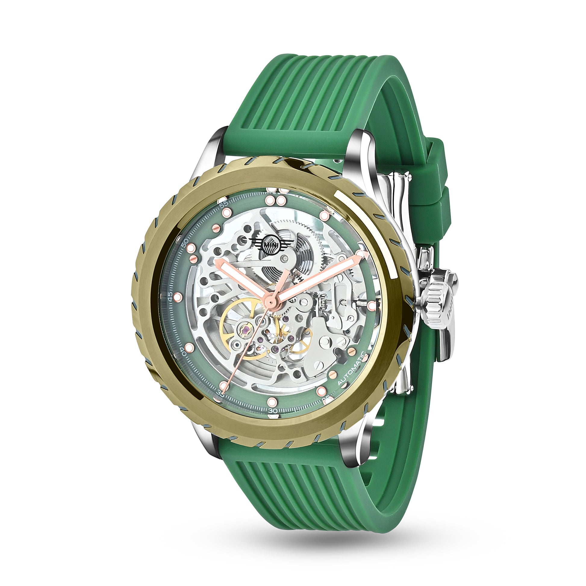 Skeleton Wheel Dial (Silicone Strap) - Green
