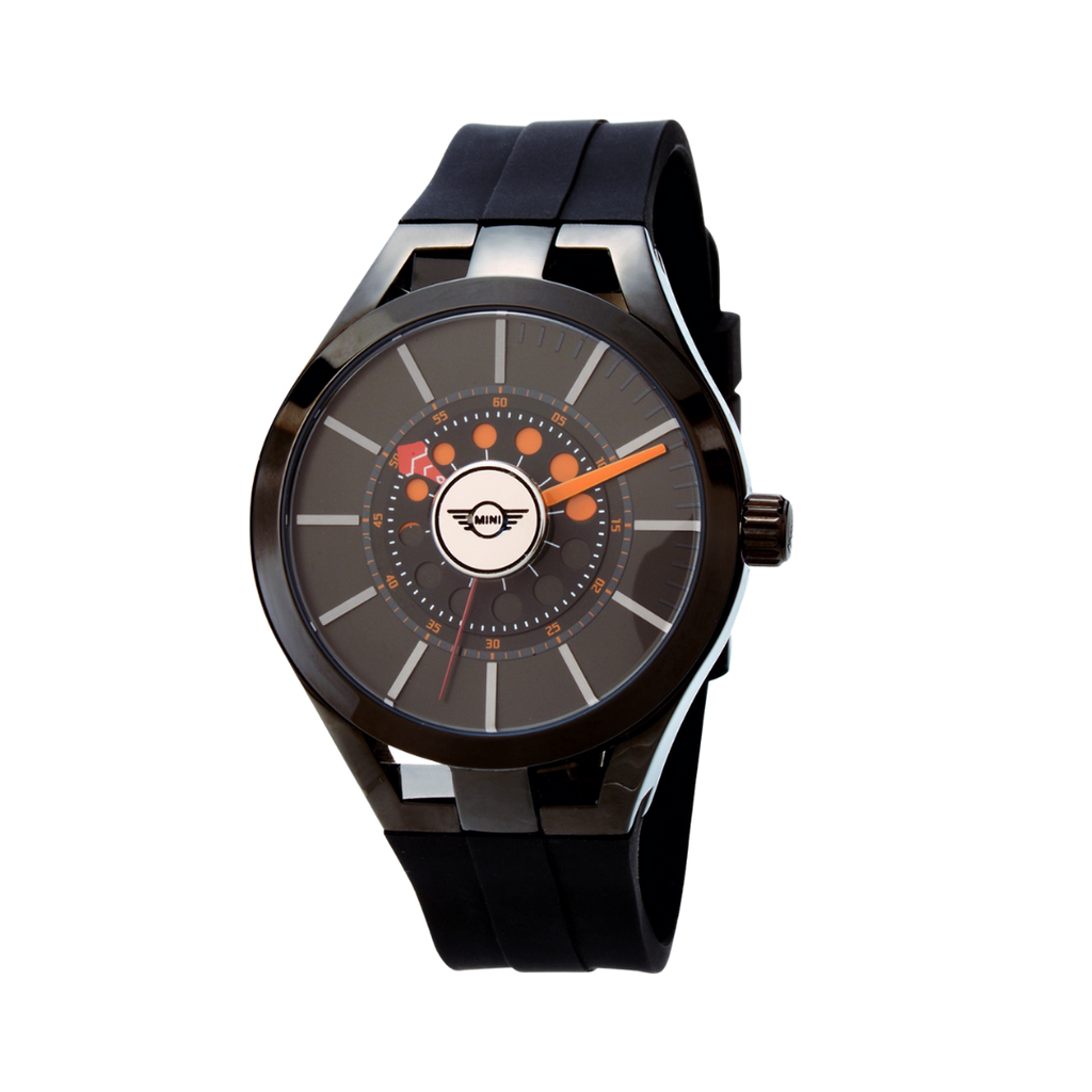 MINI Cooper watch with Brake Disc - Black design featuring a black strap and detailed dial
