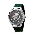 MINI Cooper watch with green strap featuring a Brake Disc - Green design on the dial