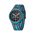 MINI Cooper Ocean Upcycle - Blue watch with black dial and blue striped fabric strap