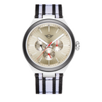 MINI Cooper Ocean Upcycle - White watch with beige dial and black white striped fabric strap