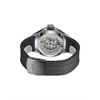 MINI Cooper Skeleton (Silicone Strap) - Black watch showing back case with visible movement and black silicone strap