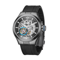 MINI Cooper Skeleton (Silicone Strap) - Black watch with transparent dial and black textured silicone band