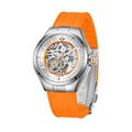 MINI Cooper watch with skeleton dial and Skeleton Silicone Strap - Orange for sporty style