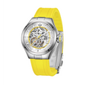 MINI Cooper watch with Skeleton Silicone Strap - Yellow and silver skeleton dial automatic movement