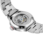 MINI Cooper watch with Skeleton Steel Bracelet - Red featuring stainless steel and visible mechanical movement