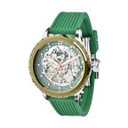 MINI Cooper Skeleton Wheel Dial Silicone Strap - Green watch with transparent mechanical dial and green silicone band